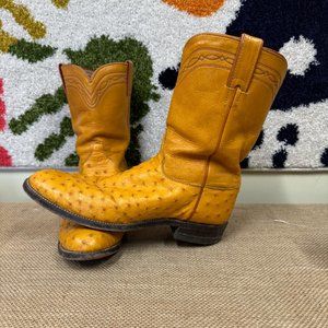 Justin Men's (3104) Roper Antique Saddle Full Quill Ostrich Boots